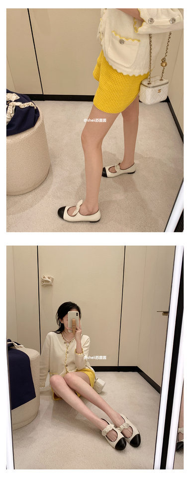 Giày búp bê Mary Jane mũi tròn thắt nơ gót thấp 1-3 cm — Màu đen, Trắng sữa, Đen mơ chi tiết 12