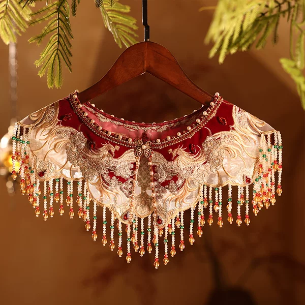 New Style Cloud-Shoulder Ming Dynasty-Style Heavy Embroidery Shawl, High-End Style Accessory, Chinese Style Tassel Cape Accessory, National Style