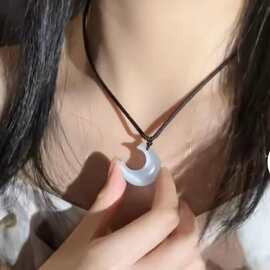 热销跨境 抖音同款小众可爱仙女款月亮项链闺蜜月牙吊坠锁骨链礼