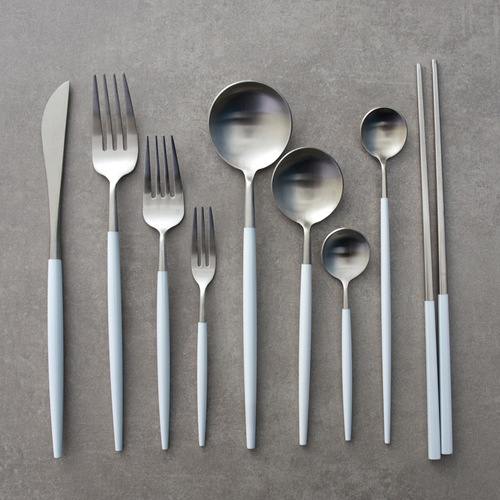 Portugal's same style silver 304 stainless steel household steak knife, fork, spoon, western tableware set, fork, spoon, chopsticks