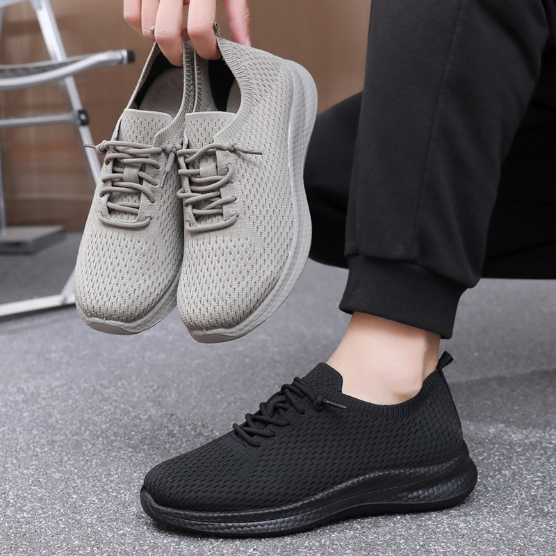 Spring and Autumn New Breathable Flying Woven Shoes Men's Slip-On Lightweight Soft Sole Sports Casual Shoes Old Beijing Cloth Shoes Men's Shoes