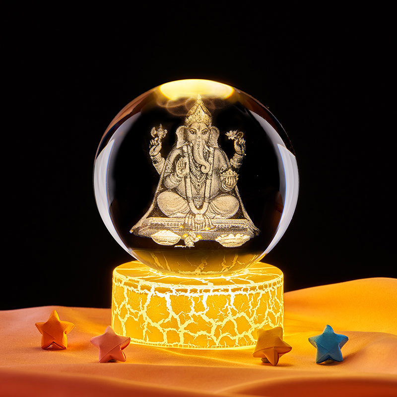 Bola de cristal de 6 cm + base de grietas de enchufe de luz caliente