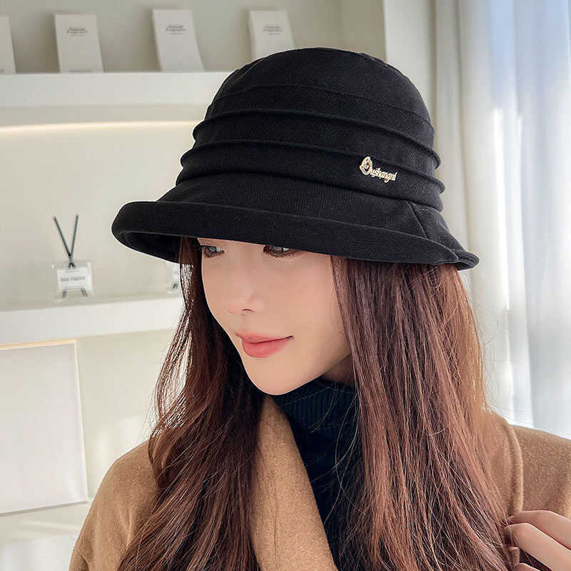 Sombrero de pescador para mujeres primavera y otoño versátil estilo coreano versátil sombrero sombrero sombrero de sol mostrando cara pequeño sombrero de cubo