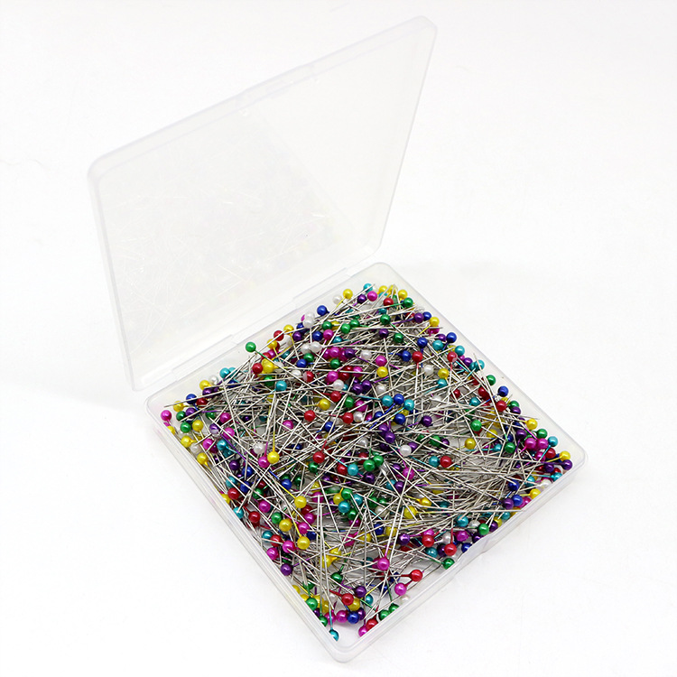 500/600枚縫紉針直針珠光球頭絎縫針38MM彩色胸花棒針珠光定位針