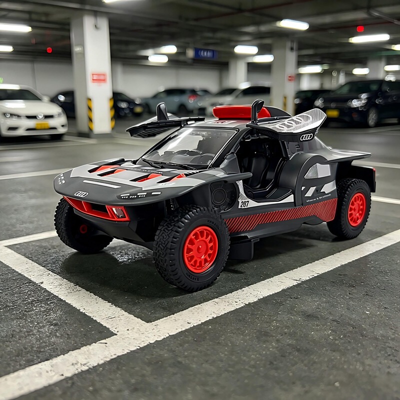 Xinghui 64750 Simulation RS Q e-tron Off-road Vehicle Alloy Model Sound and Light Pull-back Car Ornament for Collection