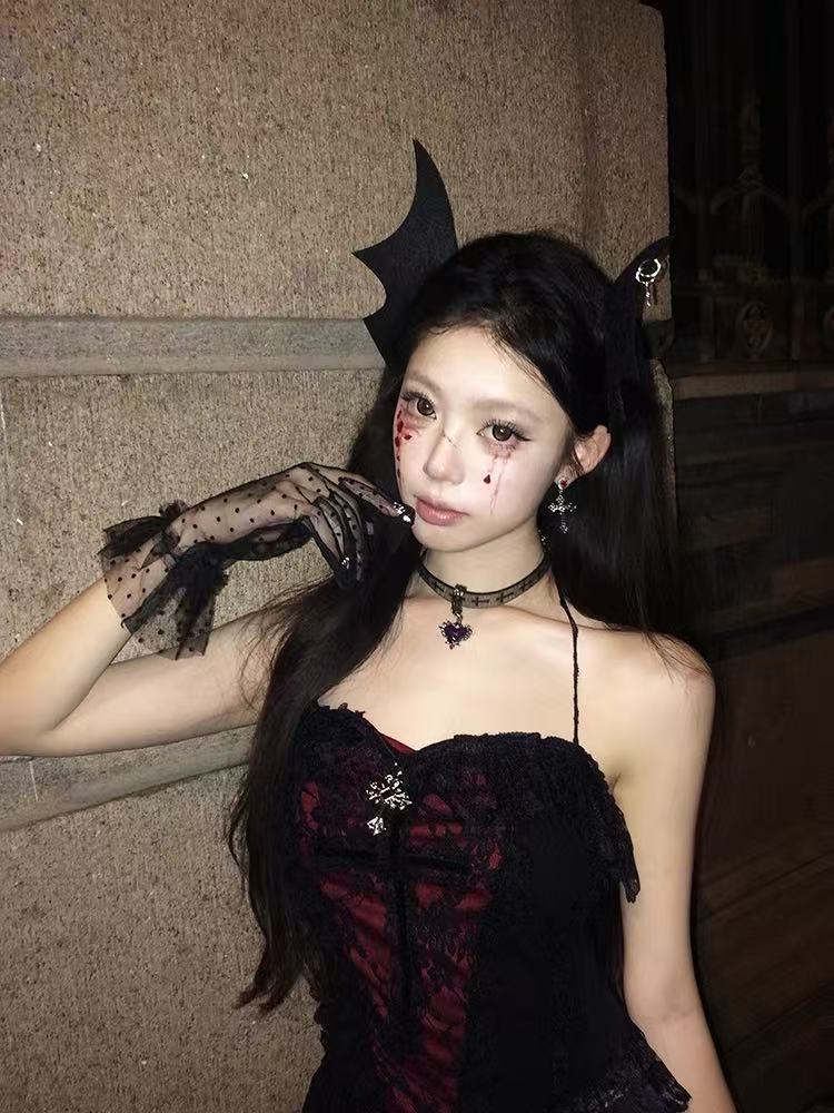 原创!万圣节头饰cos小恶魔蝙蝠翅膀刘海发夹侧边夹拍照发饰道具-阿里巴巴
