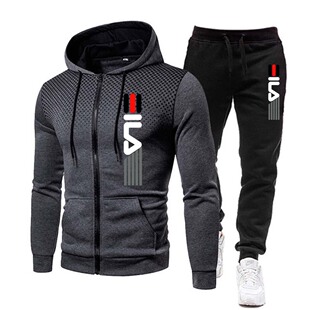 2023 new cross-border Men's zipper sweater hooded sports suit autumn and winter fashion brand printed casual sweater suit