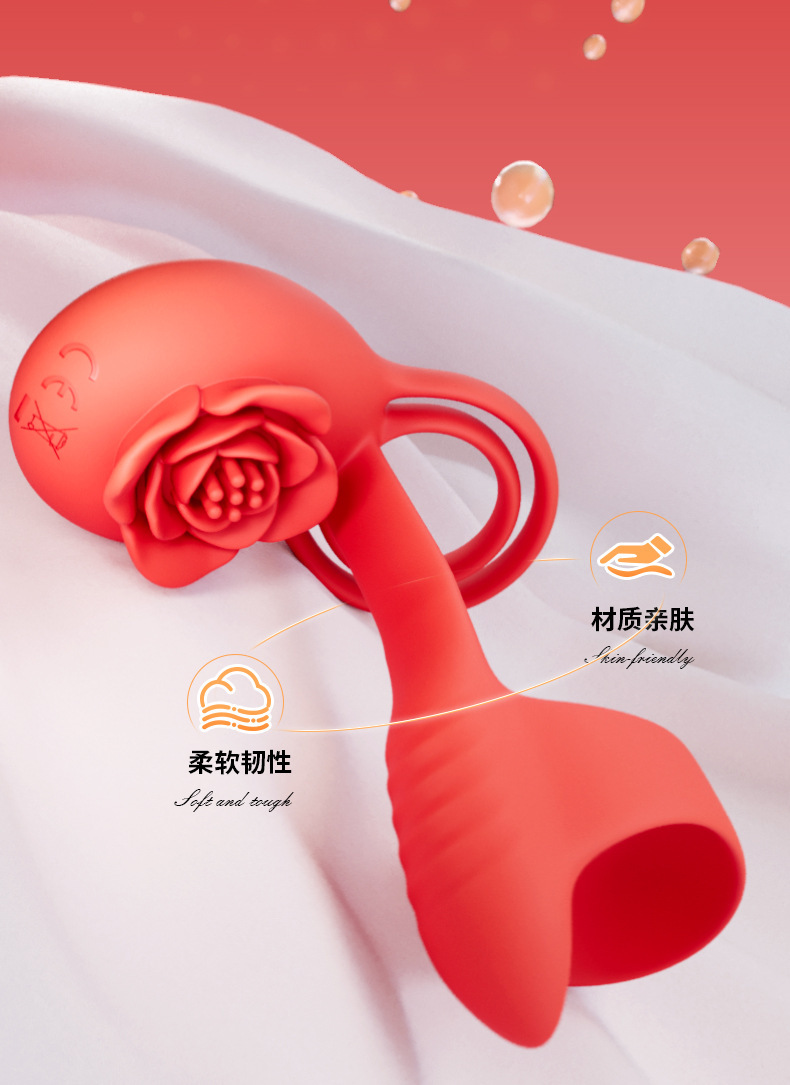 Rose Dual-Ring Vibrating Penis Ring with Remote, 10-Frequency Prostate Massager — detail image 15