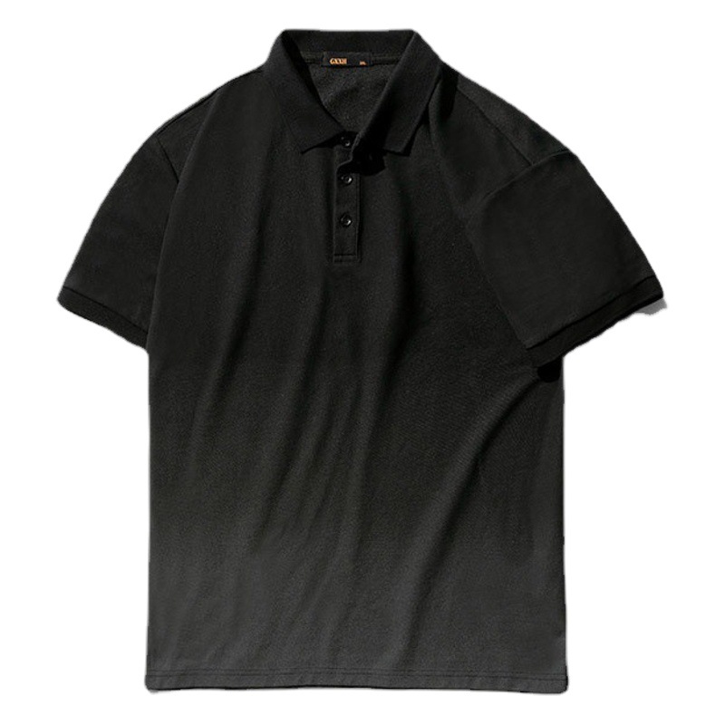Más tamaño de los hombres de la marca de moda grasa suelta manga corta Camisa de polo más tamaño gradiente gordo media manga Polo camisa