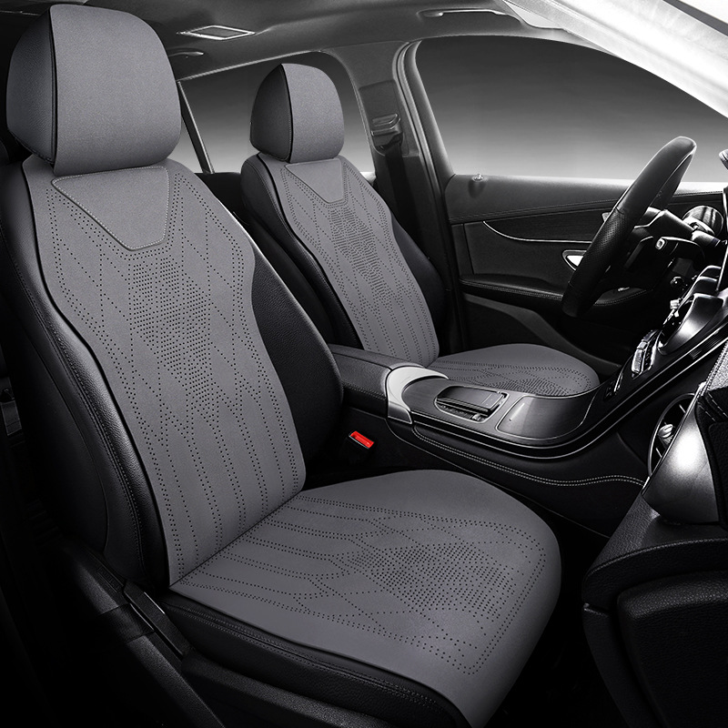 Car Seat Cushion, Universal for All Seasons, Breathable Suede Leather, High-End Saddle Cushion, Suede Perforated Seat Cover, Winter Small Waist