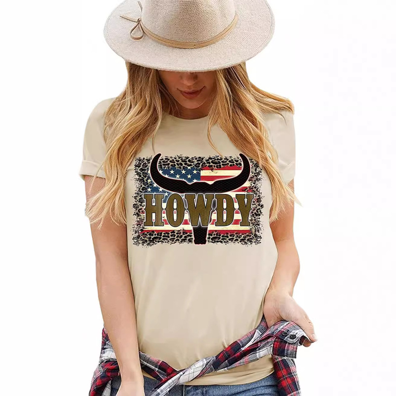 Dropshipping 2026 Cross-Border European and American Foreign Trade Women's Tops Western Cowboy Competition Cowboy T-Shirts Summer Dropshipping 2026 Cross-Border European and American Foreign Trade Women's Tops Western Cowboy Competition Cowboy T-Shirts Summer