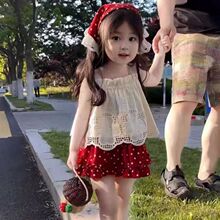 【送头巾】反季女宝夏装套装新款洋气小女童夏季吊带时髦两件套衣