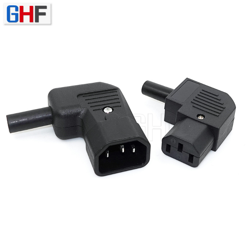 组装式C14插头 JA-2233-2 90度左弯插头 AC公母品字三插 电源插头