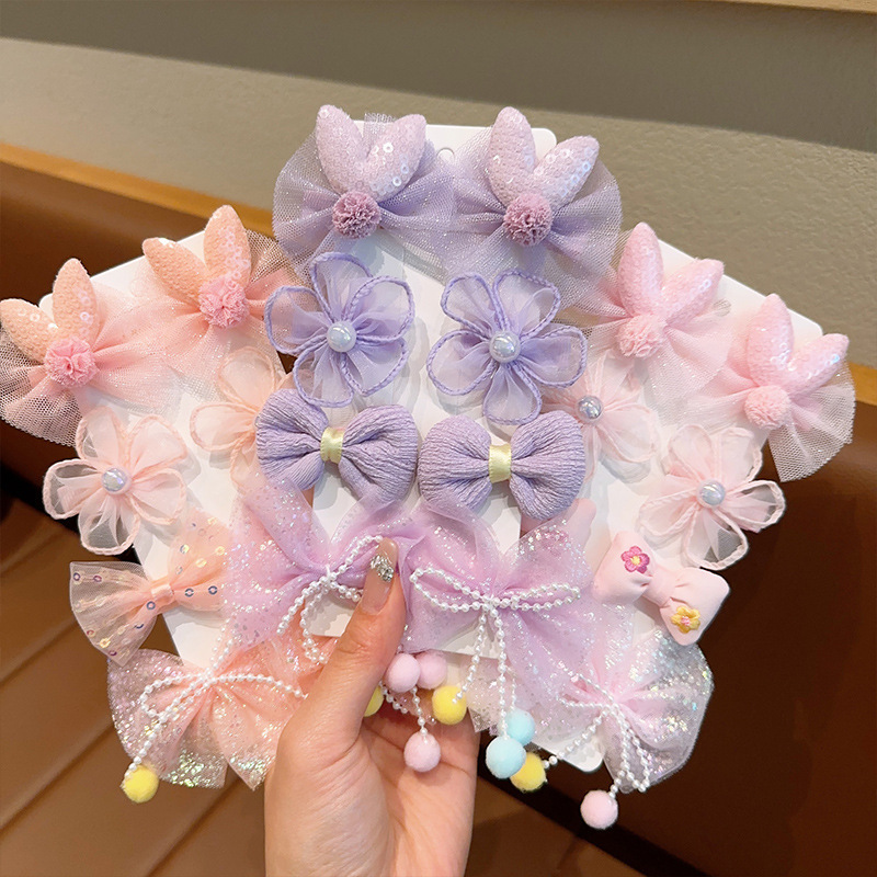 スーパーフェアリープリンセスリボンヘアピンセットベビーかわいい花ヘアバンド電子商取引生地子供用ヘアピン|undefined