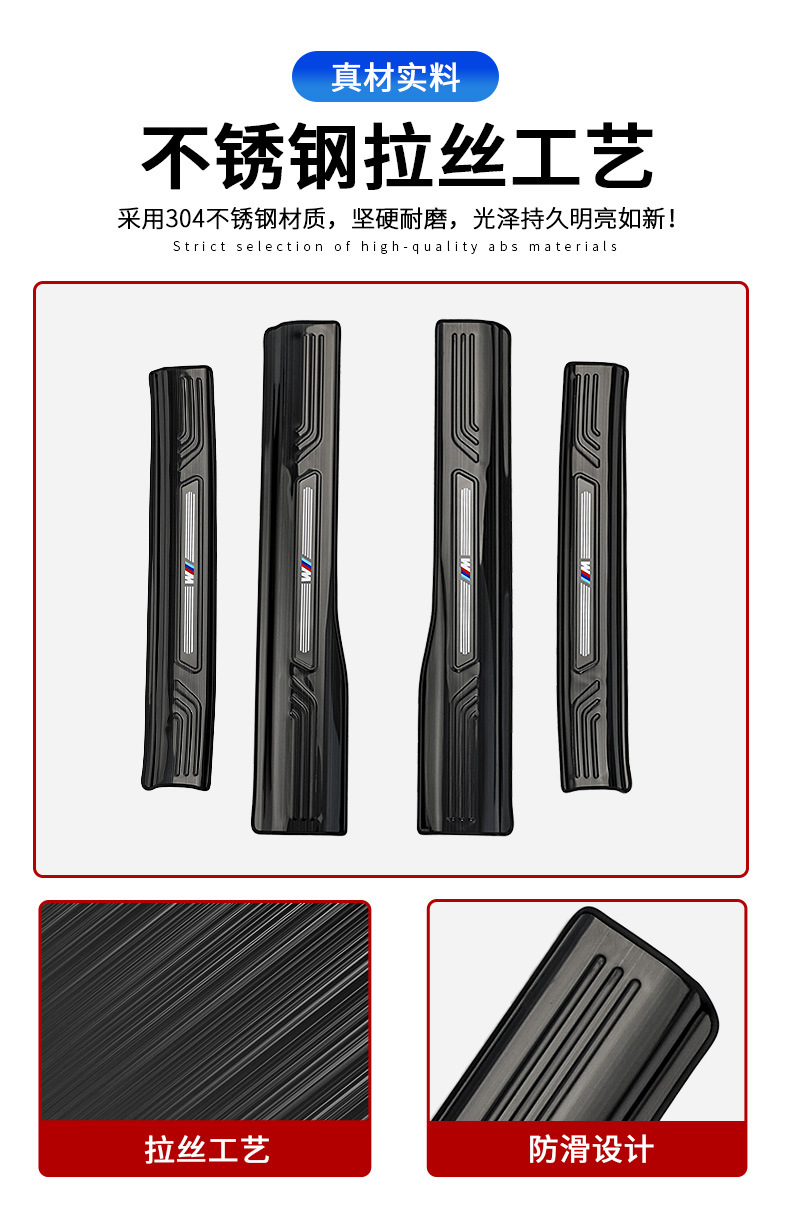 Suitable for 16-25 Models of Bmw New X1 Door Sill Strips, Welcome Pedal Protection, Door Sill Anti-Kick Interior Modification Rear Guard Plate
