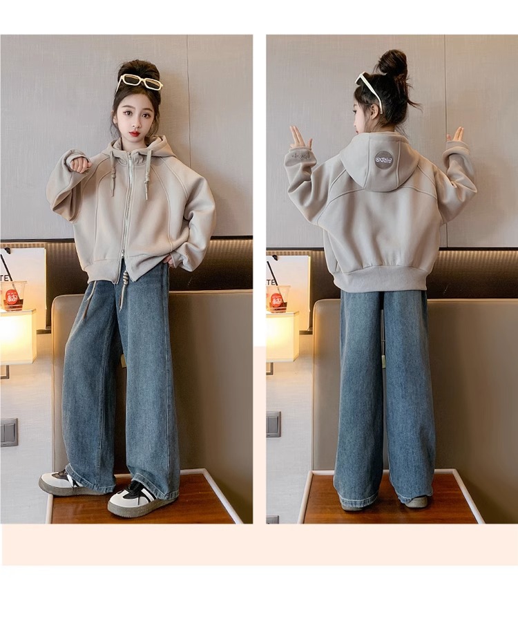 Ensemble sweatshirt cardigan ample à manches longues enfant_voghion.com