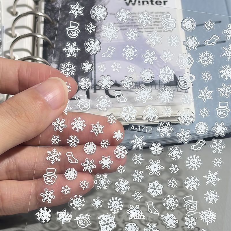 Ins Winter Snowflake Stickers Affordable Decorative Atmosphere Transparent Snowflake Stickers for Journals and Nail Art Simple Small Stickers