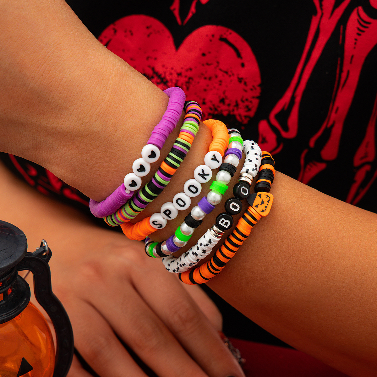 Halloween-asusteiden persoonallisuus yksinkertainen lepakkokristalli rannekorusetti Halloween-juhla metalliseoskirjaimirannekoru_voghion.com