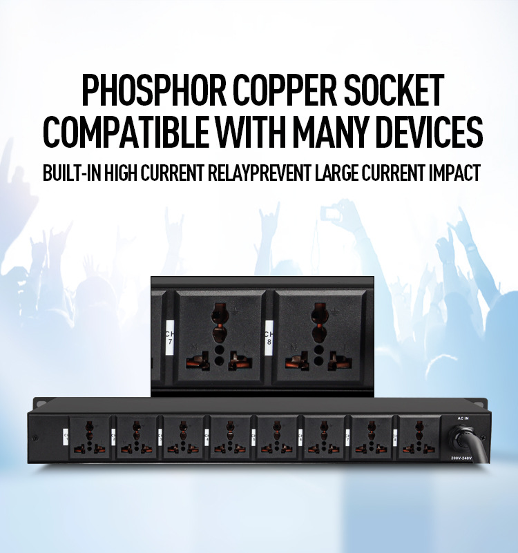 8-Channel Professional Sequencer Stage Controller Forward And Reverse Switch Power Filter Protection Manager_voghion.com