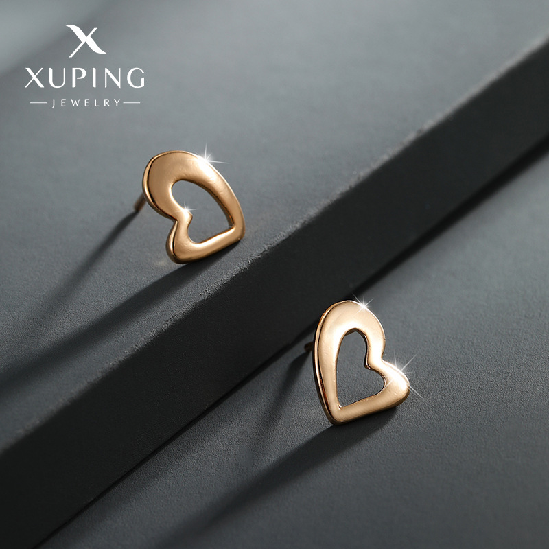 Xupeando joyería de oro pendientes de alto grado temperamento pendientes encantadores nichos femeninos diseño melocotón corazón pendientes joyería de moda