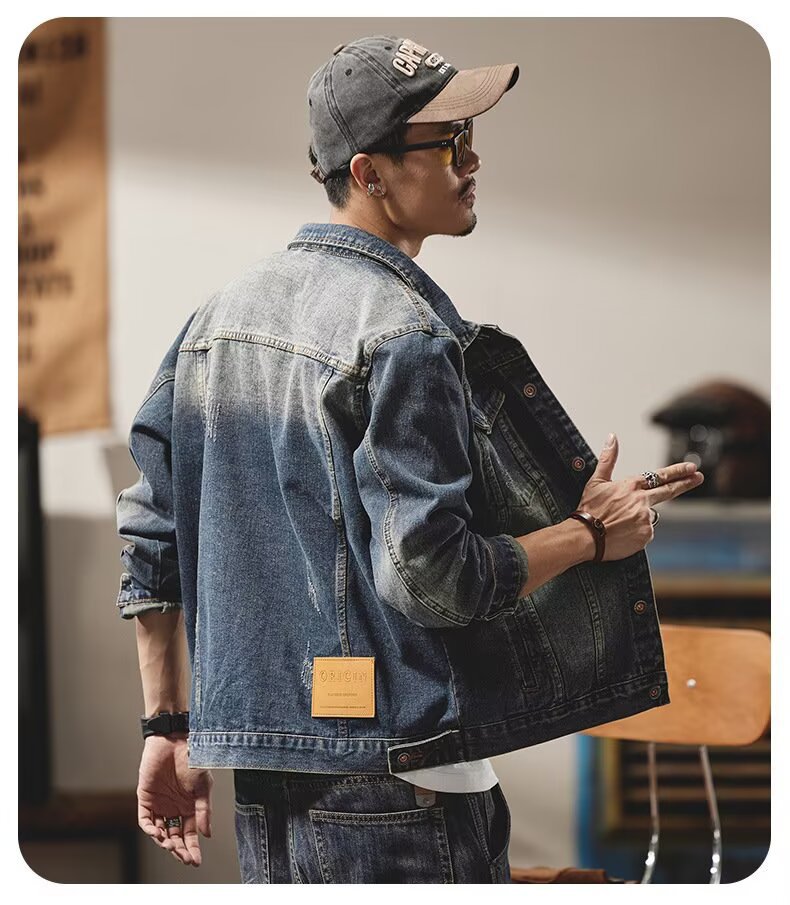 Versatile Denim Jacket For Men Classic Lapel Cardigan Spring Autumn_voghion.com