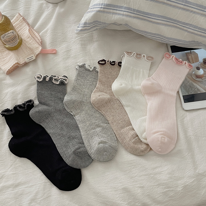 Breathable Japanese cute solid color base summer thin knee socks