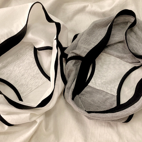 Sports cold style ins simple girl underwear mid-waist Japanese black and white cotton ladies briefs head hair generation