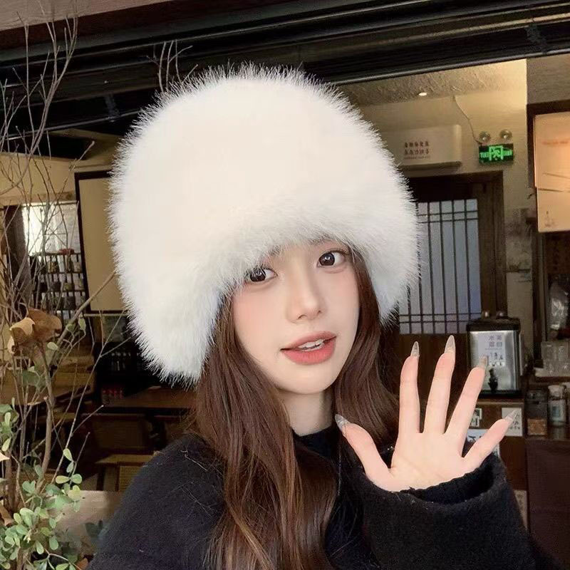 批发毛绒新款仙女帽秋冬加厚皮草仿狐狸毛帽圈护耳保暖帽子女时尚