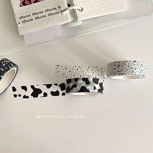 Black and white milk pattern personalized Japanese paper printing fresh sticker tape ins handbook production DIY decorative tape