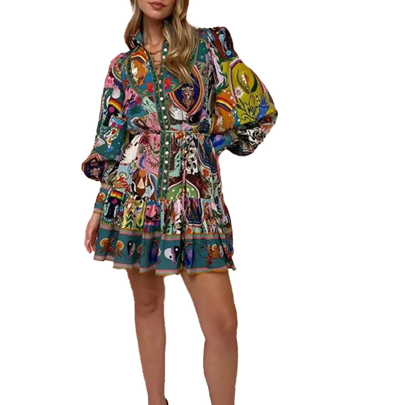 Nieuwe lentekleding voor dames 2026, grensoverschrijdende Europese en Amerikaanse jurken, modieuze jurken met losse bandjes en ruches._voghion.com