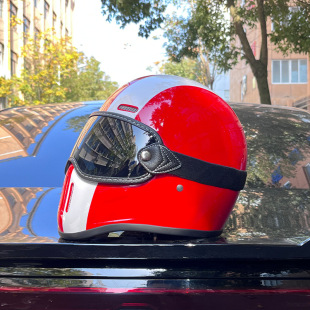 New Standard 3C German Fiberglass Small Helmet Body Retro Helmet Motorcycle Men's and Women's Ultra-Light Cruise Motorcycle Full-Face Helmet