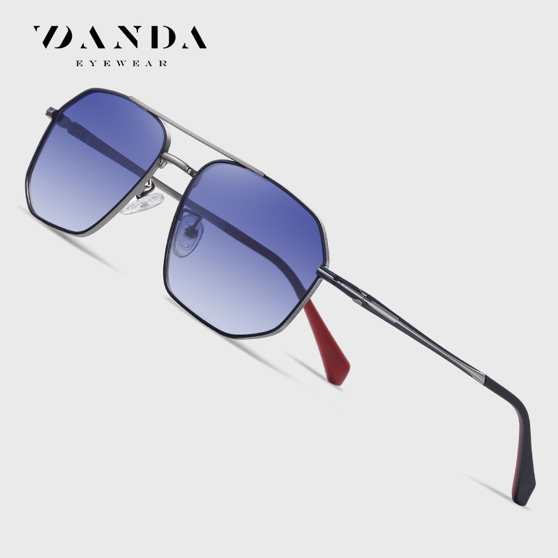 Suministro directo de fábrica nuevas gafas de sol polarizadas de dos colores para hombres gafas de sol de polígono de metal 6324 gafas de moda europeas y americanas