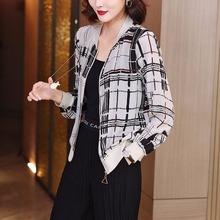 雪纺衫女士气质新款棒球服印花短外套2023夏季长袖宽松开衫防晒衣