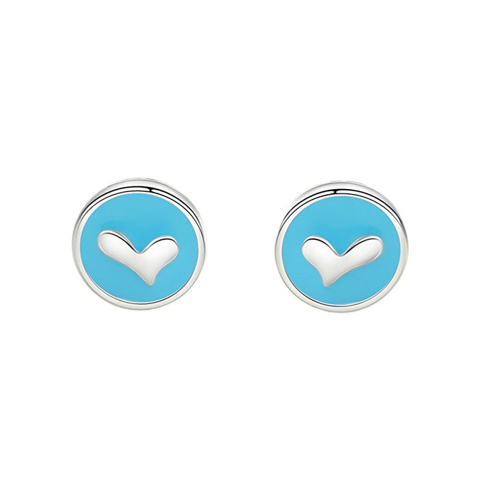 925 pendientes de plata nuevo verano azul amor Stud pendientes femenino en forma de corazón dulce lindo diseño sentido nicho Stud pendientes