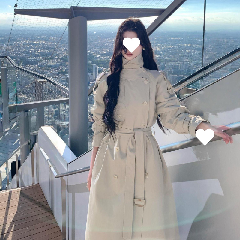 财阀女主 气质双排扣风衣外套女秋季新款英伦风高级感中长款大衣|undefined