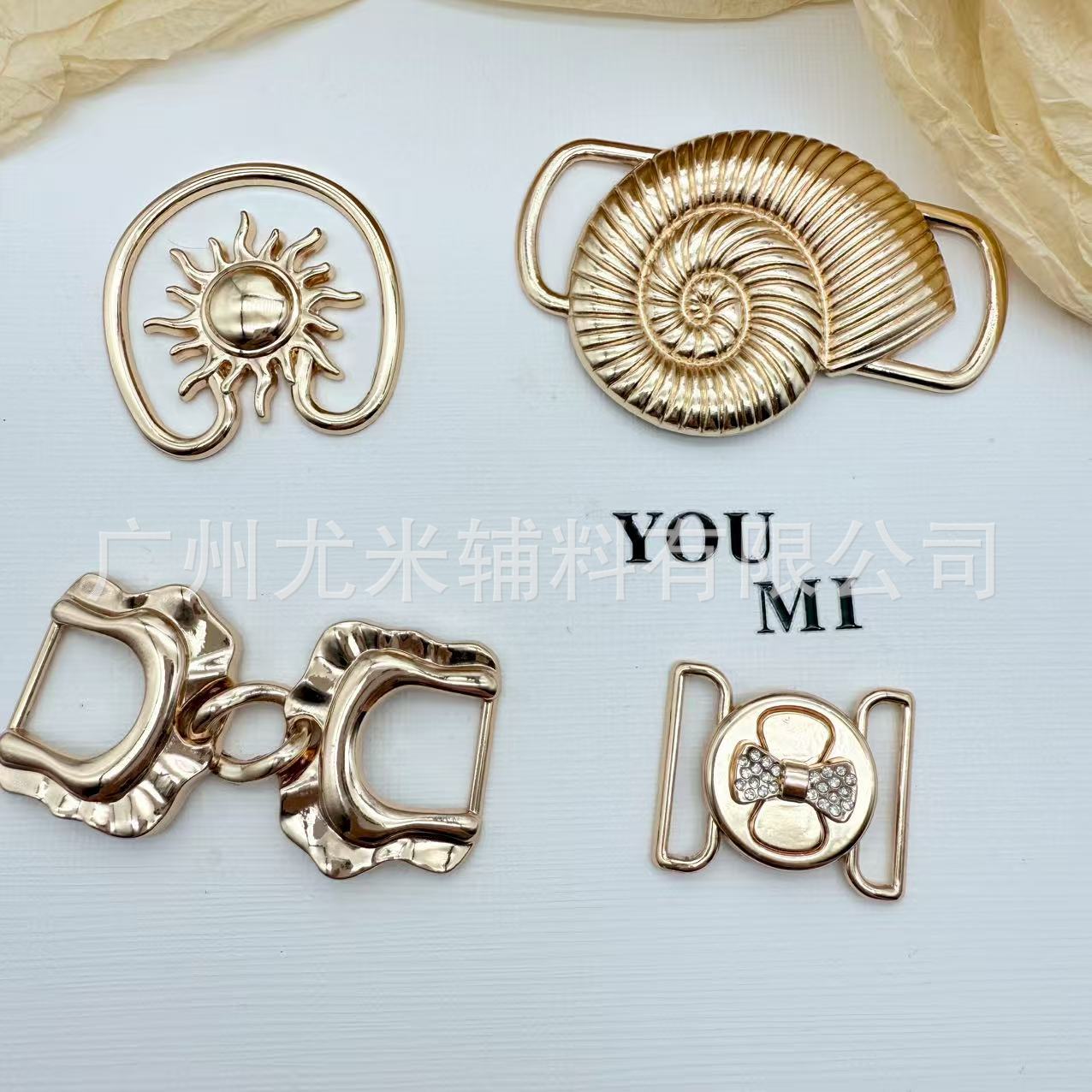 欧美热卖海洋系泳衣比基尼服饰胸前链接扣对扣装饰腰头合金皮带扣