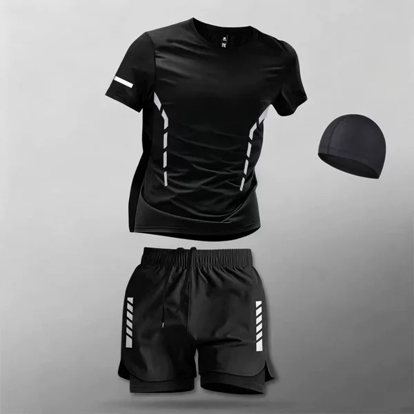 Men's swimsuit set, anti-embarrassment swim trunks, men's adult top, swim goggles, swim cap, youth set, swimming equipment