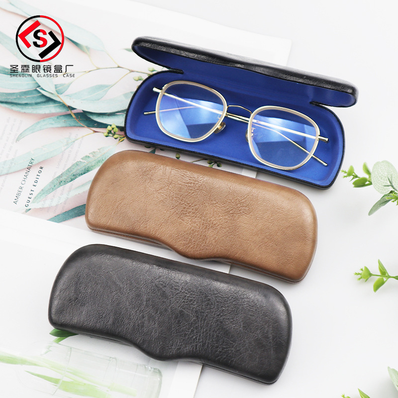 仿皮眼镜盒时尚简约复古个性男文艺女新款近视镜眼睛盒子收纳厂家|ru