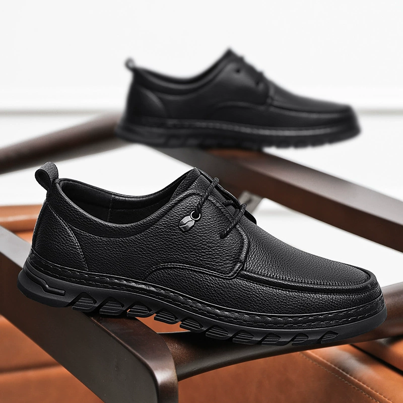 Кожаная обувь мужская 2023 осень новая деловая одежда черные кожаные туфли повседневная шнуровка