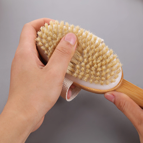 Wooden long-handled bath boar bristle brush shower brush bath brush back scrubber massage brush back scrubber shower brush