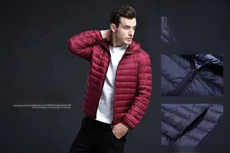 Cotton-padded jacket men's foreign trade men's light feather Rong cotton-padded jacket winter slim-fit hooded collar solid color warm vest coat men's