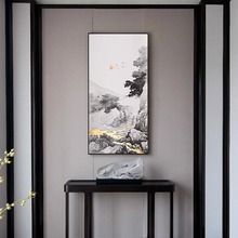 新中式国画客厅装饰画山水风景中堂画沙发高级背景墙壁画玄关挂画