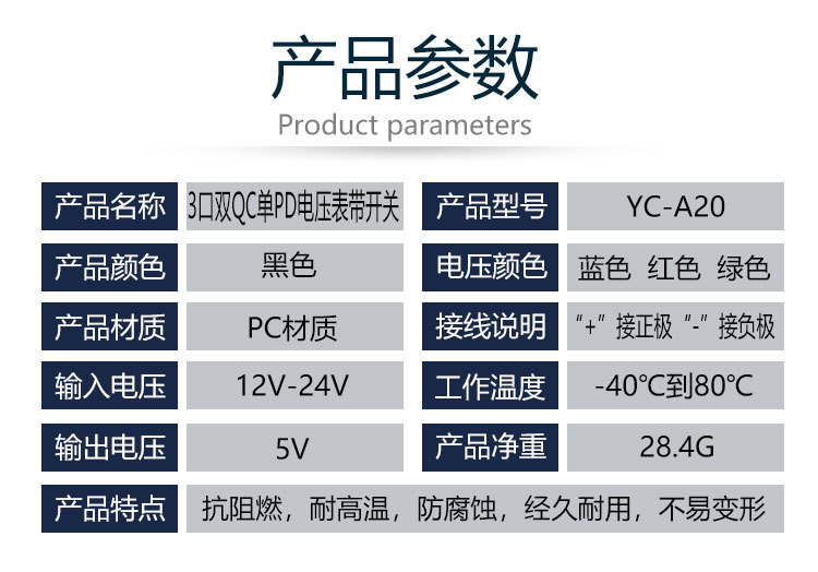 Universal car car cigarette lighter modified three-port charger with motorcycle charger QC + PD fast charge