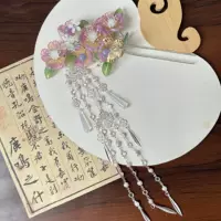 Новая заколка для волос Hanfu с аксессуаром для волос в древнем стиле с кисточками, сказочным стеклянным зажимом для традиционного костюма Cheongsam, стеклянным украшением для волос.