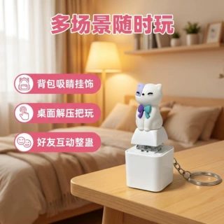 猫狗发声按键钥匙扣 USB充电声光解压机械键挂件 跨境玩具小礼品