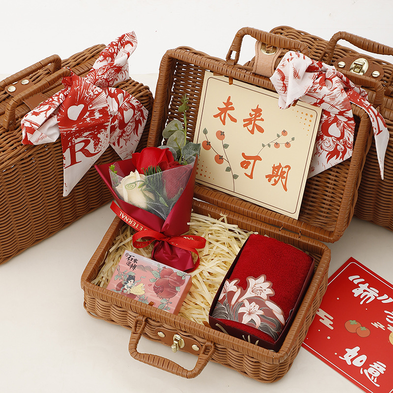 Sanba diosa Festival regalo práctico cesta de ratán de alta gama caja de regalo creativa empresa apertura tienda celebración actividad Grupo edificio regalo