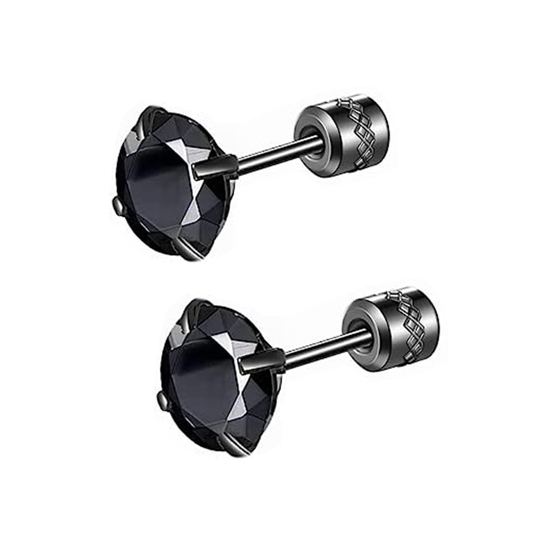 Boucles d'oreilles unisexes en acier titane et zircon en forme de croix, élégantes et polyvalentes, pour cartilage d'oreille multi-percé, pour un style classique et tendance._voghion.com