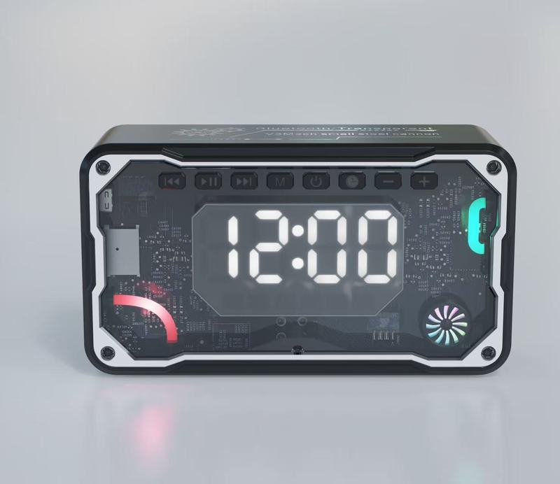 国境を越えた新製品 V3 透明メカ RGB 照明ポータブルデスクトップ目覚まし時計オーディオ小型鋼砲 Bluetooth スピーカーギフト|undefined