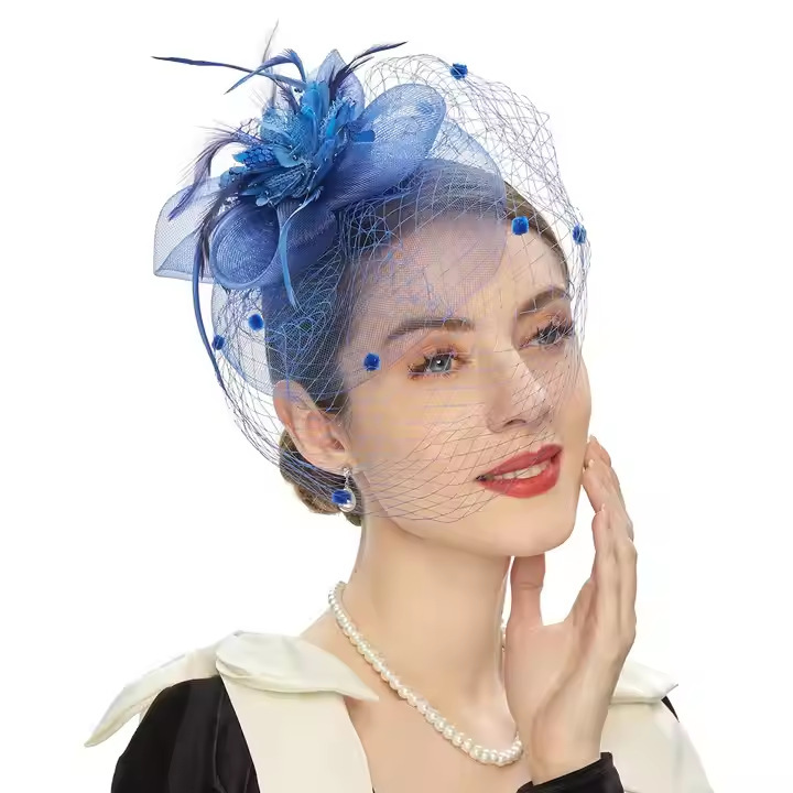 European and American New Mesh Flower Feather Headdress Tea Party Party Horse Racing Hat Bridal Wedding Hair Accessories