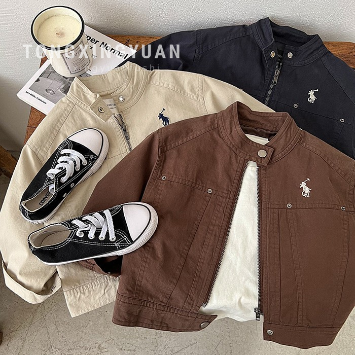 Chaqueta infantil estrella redonda otoño ropa de niños para hombres y mujeres nueva chaqueta de moda bebé camisa con cremallera chaqueta coreana